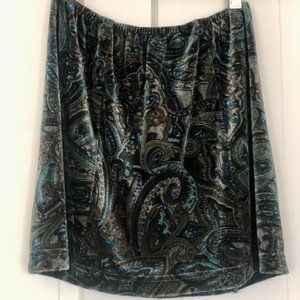 Cotton Faux Velvet Paisley Miniskirt (Size S)